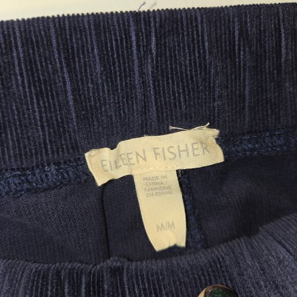 Eileen Fisher navy Corduroy pull on pants sz M - Picture 2 of 4